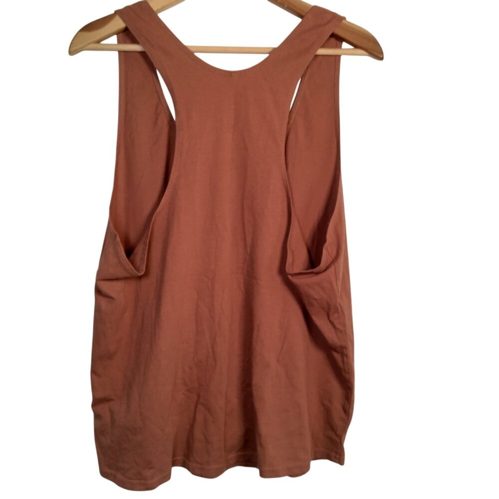 prAna Tank Top Women XL Oh Deer Graphic Terra Cotta Hike Outdoors Organic Cotton - Picture 2 of 11